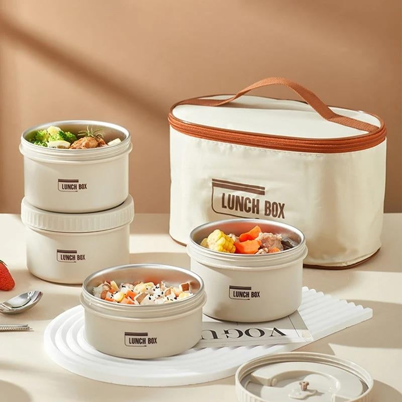 LUNCH BOX EN INOX /4 pièces (Technique d’isolation thermique )