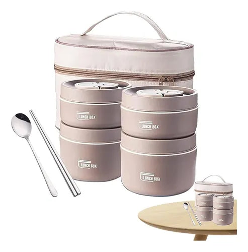 LUNCH BOX EN INOX /4 pièces (Technique d’isolation thermique )